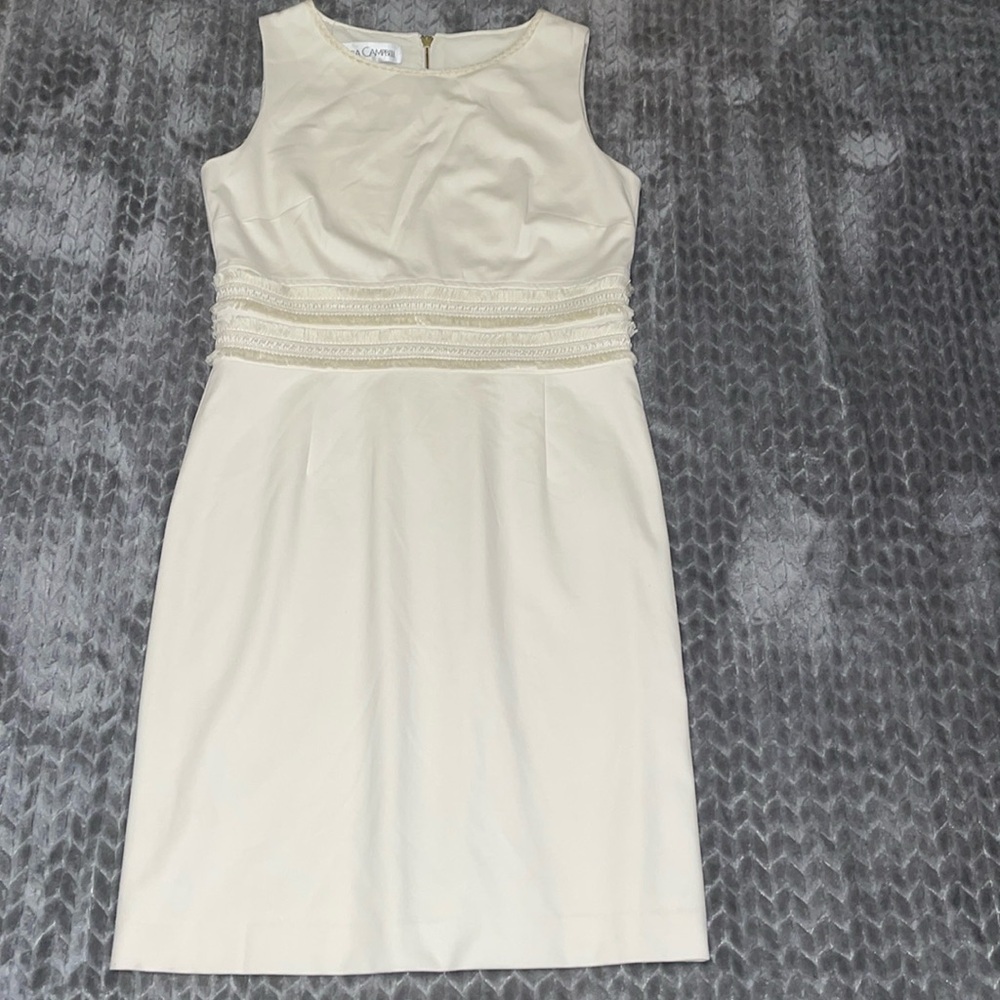 Sara Campbell Sleeveless‎ Dress.  Lined.  Fringe waist.  Size Medium.